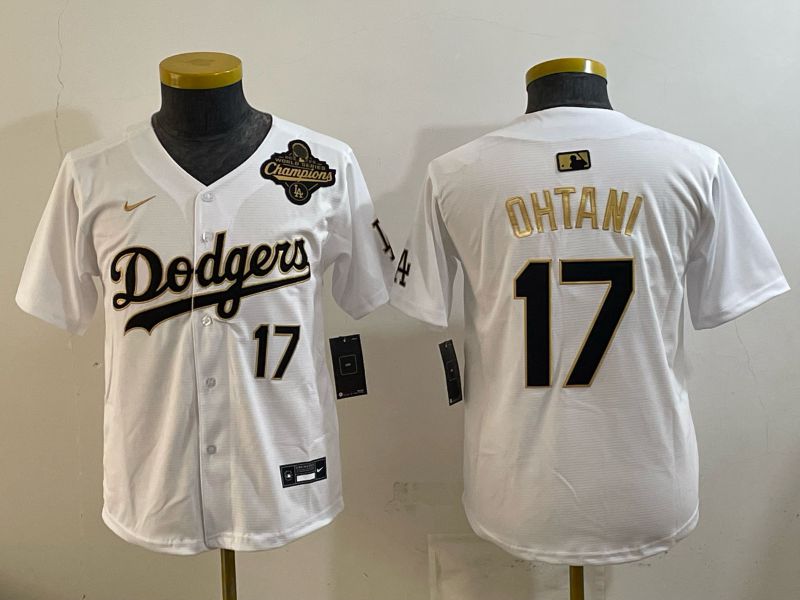 Youth 2026 Los Angeles Dodgers #17 Ohtani White Gold Game Nike MLB Jersey style 006